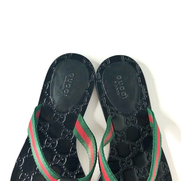 Gucci Interlocking GG Emboss Supreme Web Stripe Thong Flip Flop Sandals 37 - Picture 5 of 10